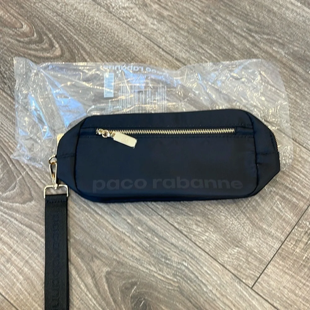 Paco Rabanne Black & Gold zipper Pouch Travel Bag